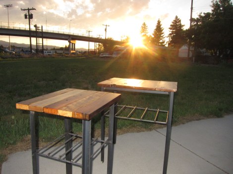 Angle iron and scrap wood.